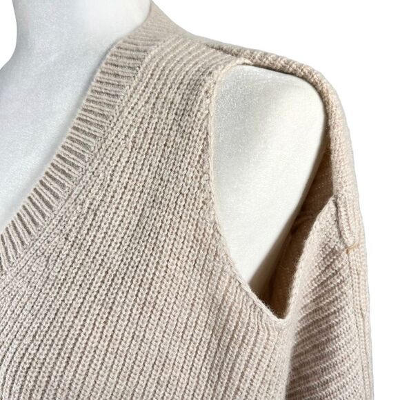 AllSaints Sweater Cream Wool-Alpaca blend Open Shoulder Asymmetrical Style Size - Picture 7 of 12